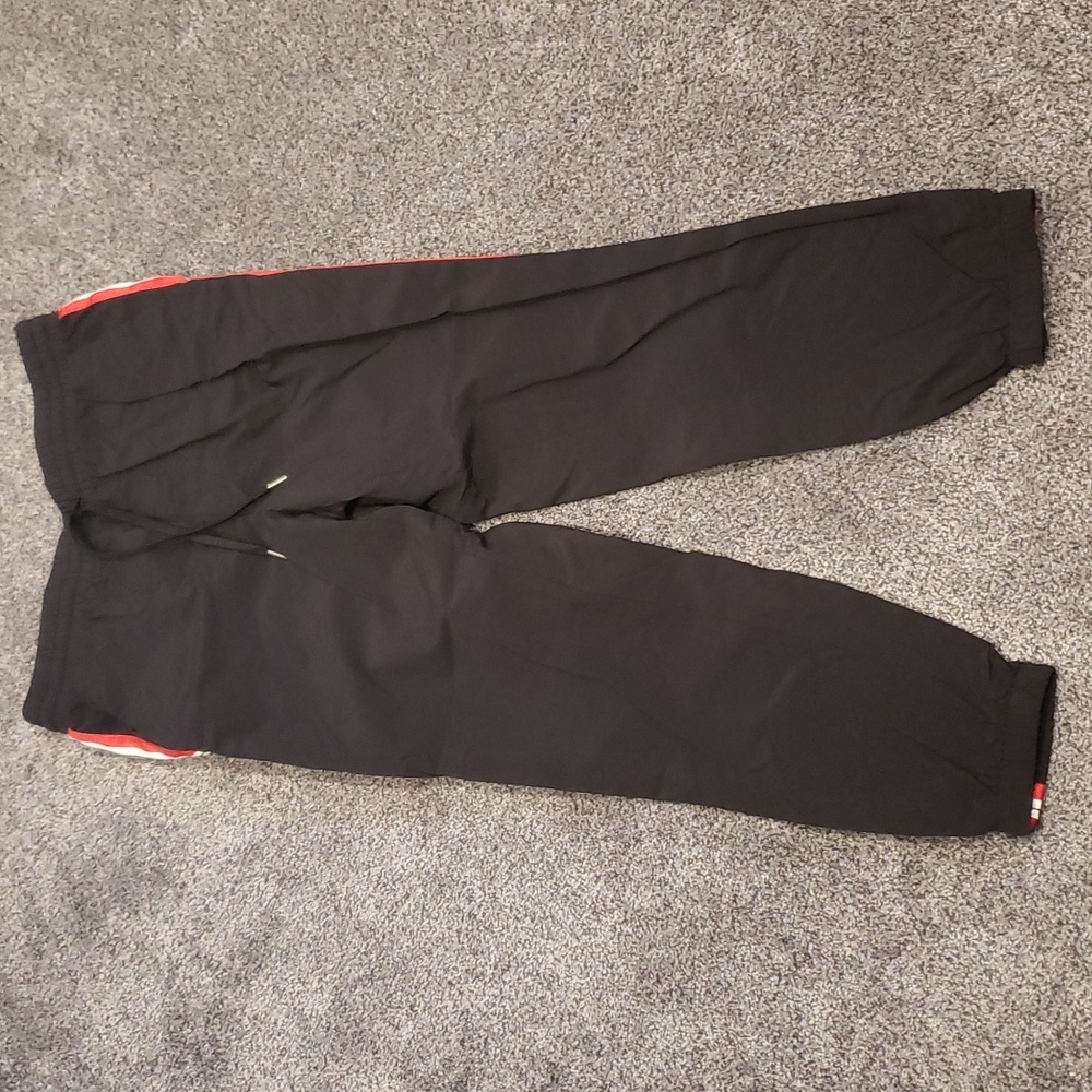 Men's Black Athletic Jogger Pants with Red Trim